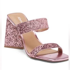 Pink Glitter Carina Block Heel Sandal size 9